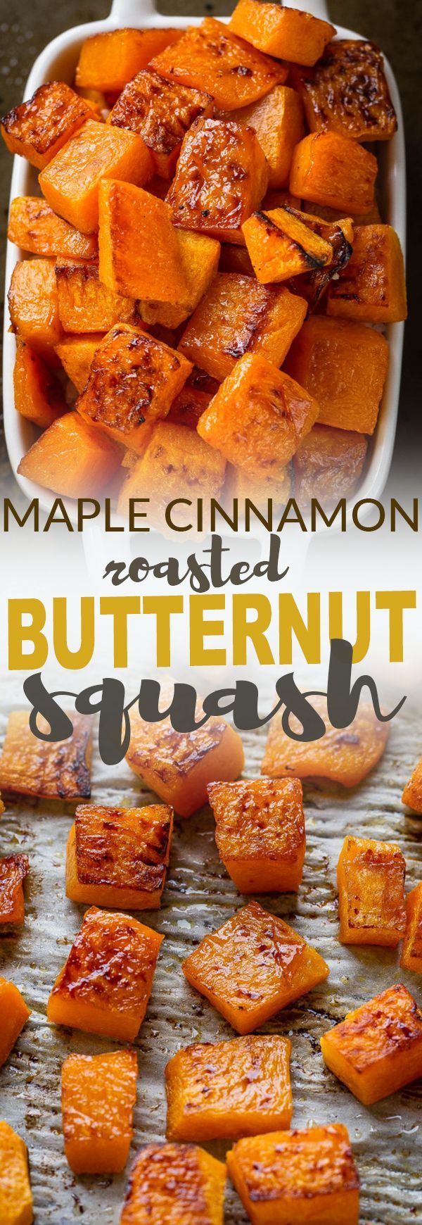 Maple Cinnamon Roasted Butternut Squash makes an easy, healthy & delicious side ...