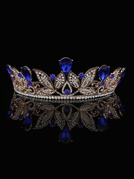 Diadème de mariage princesse couronne coiffures de mariée strass royal bleu cheveux accessoires - Welcome to Blog
