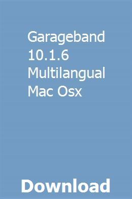 Garageband 10.1 manual pdf