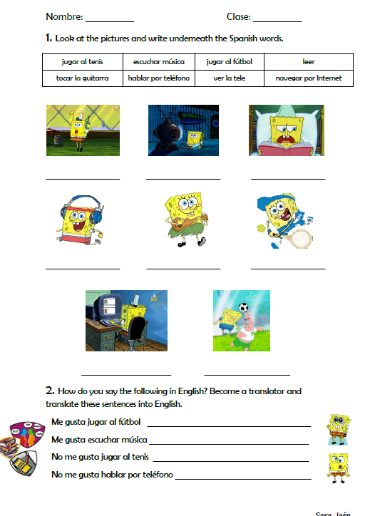 Recursos Para Profesores De Español Ks3 Recursos Para Profesores Actividades Bob Esponja