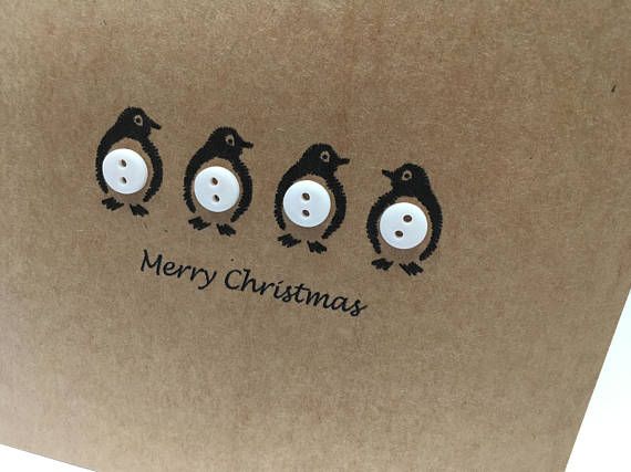 Pinguin-Weihnachtskarte - Pinguin Card - Tasten - niedliche Pinguine - Pinguin-Karte - Handmade - Pack Weihnachtskarten - Weihnachtskarte Set