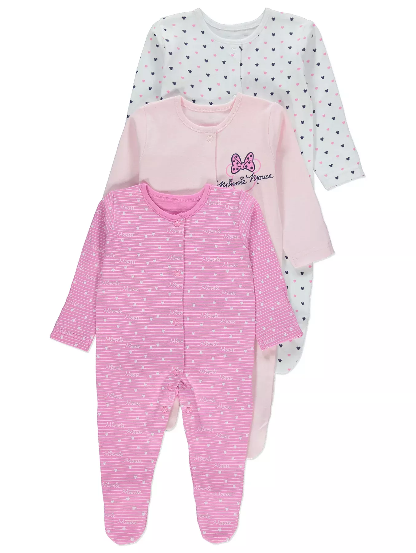 Minnie Mouse Baby Girls Bows Sleepsuit Pyjamas