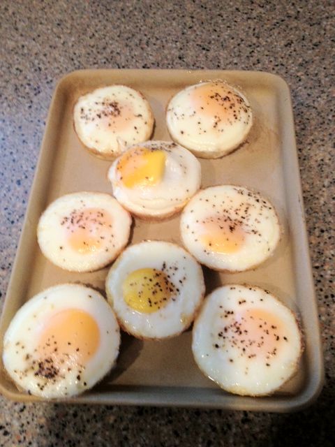 I made Muffin tin eggs. :) Delish! Eggs In Muffin Tin, Delish