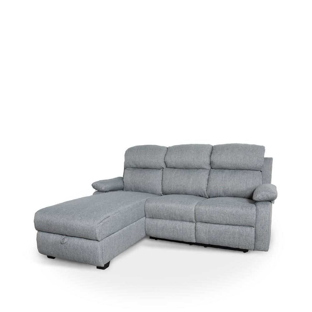 Ottomanson Recliner L Shaped Light Grey Corner Sectional Sofa With Grey Corner Sectional Sofa