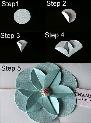 photo tutorial on how to make a folded flower use a punch to how to fold paper into a flower easy