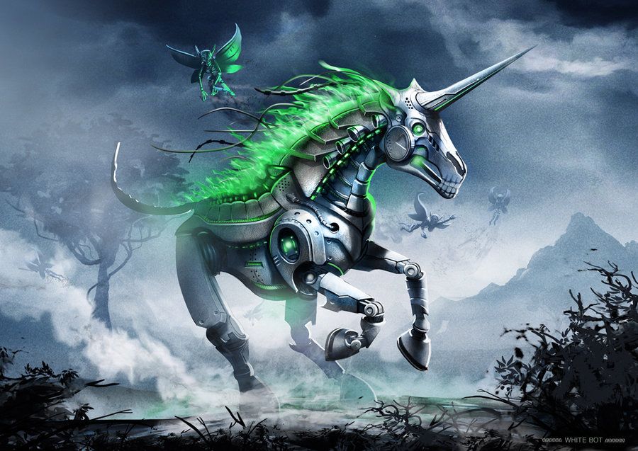 Robot Unicorn By White Bot On Deviantart Unicorn Fantasy Evil Unicorn Fantasy