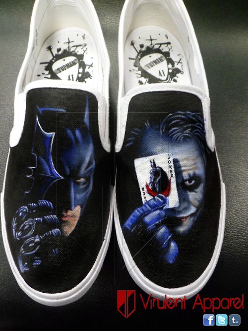 Virulent Apparel Batman Dark Knight, Vans Slip ons. Custom Virulent Apparel Batman Dark Knight, Vans Slip ons. Custom