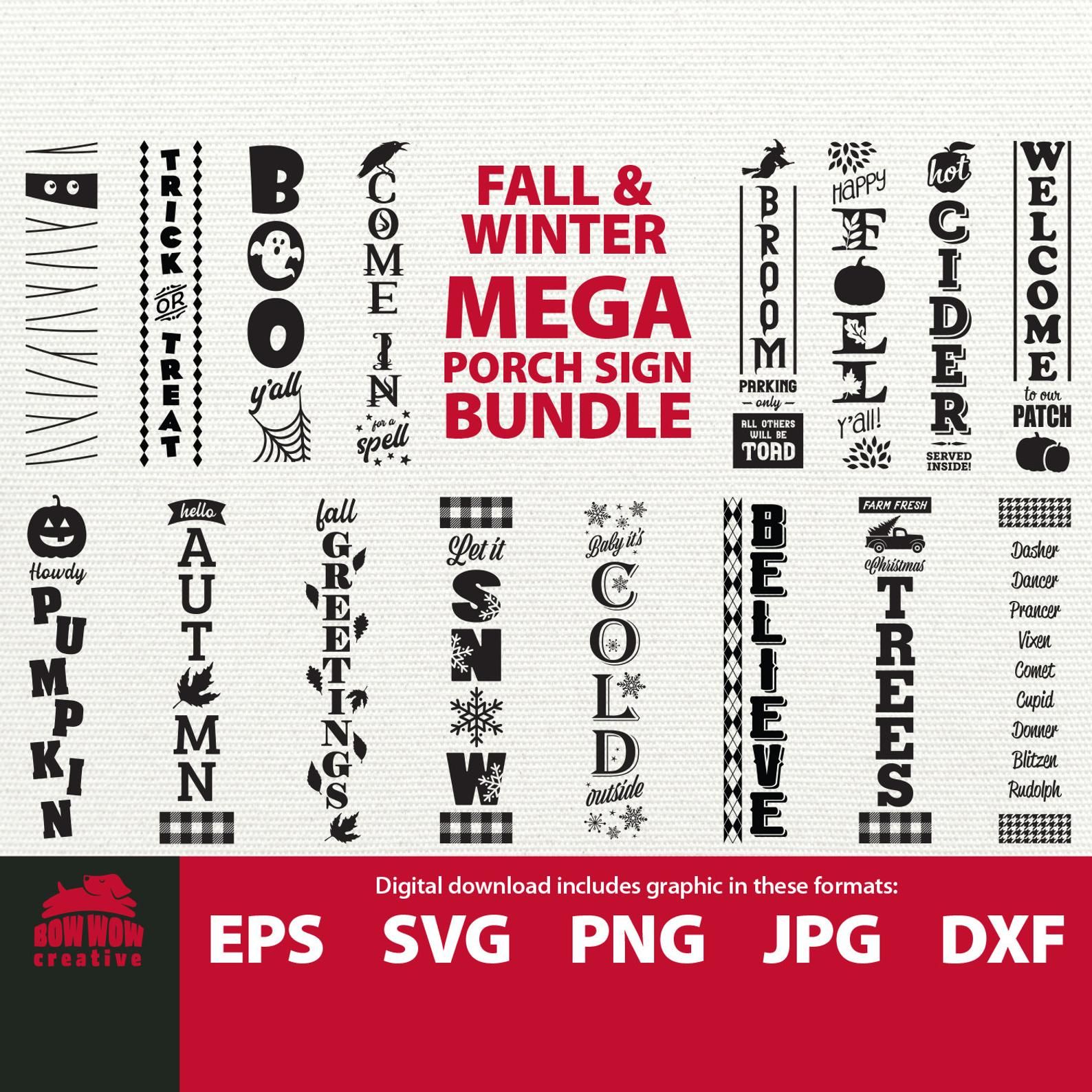 Download Fall / Winter porch sign svg bundle fall porch sign bundle ...