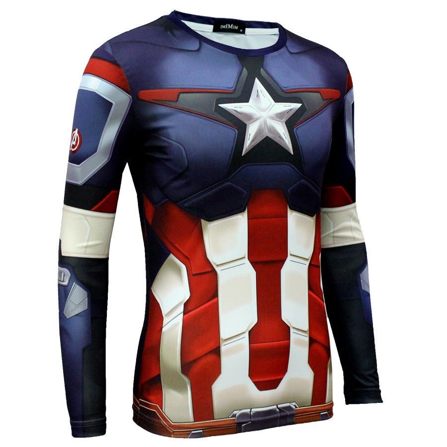 MARVEL DC AVENGER SUPERHERO COSPLAY COMPRESSION PREMIUM Fitness Cycling T-SHIRT