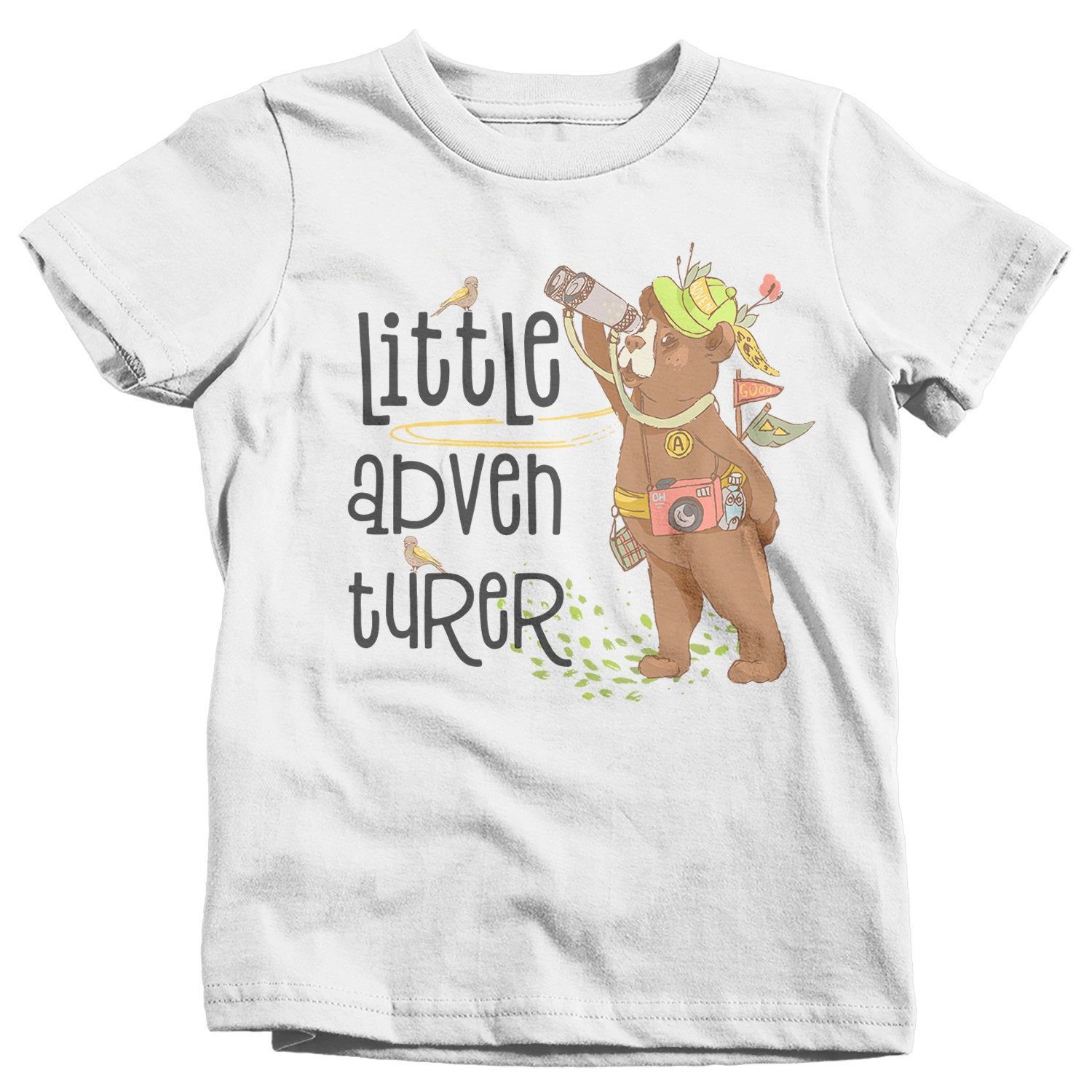 "Kids Little Adventurer T-Shirt Camping Shirt Adventure Shirts Bear T-Shirt Cute Toddler Camper Shirt This is an adorable shirt for your little one's next camping trip or adventure! This illustrated tee features a bear with hat, binoculars, and camera who's ready for adventure. It reads 'Little Adventurer' in a kid inspired font. Machine wash and dry. Features a tear away tag for comfort and includes a drawstring cotton gift bag. Direct to garment printed using the latest technology. Customer sa Baby Shirts, Cute Shirts, Kids Shirts, Funny Shirts, T Shirts For Women, Illustrated Tees, Kids Inspire, Baseball Style Tee, Cotton Gift Bag