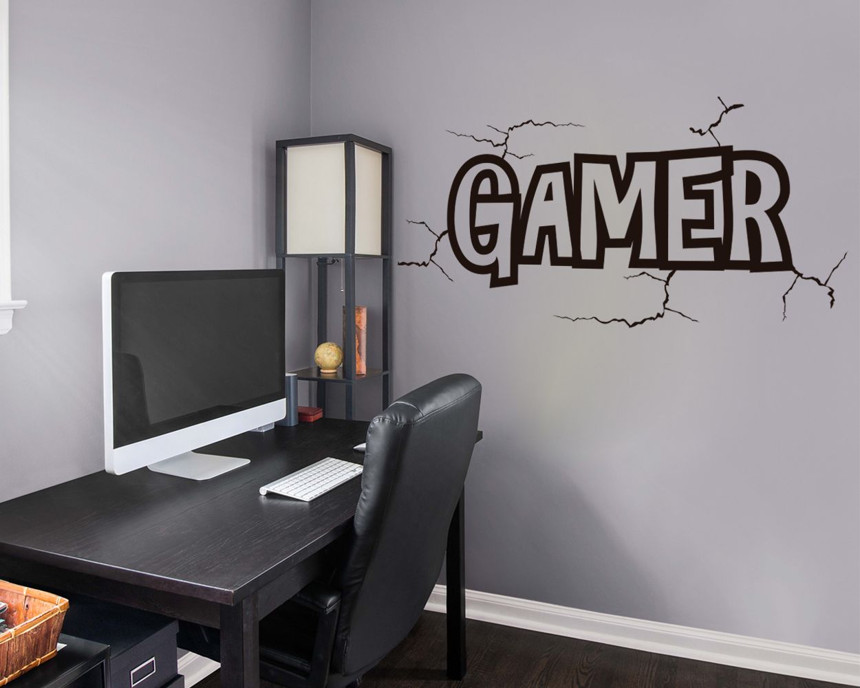 22 x 7, Black Gamer Wall Decal Wall Sticker for Boys Bedroom Game Room Wall Mural Children Gift Nursery Home Decoration