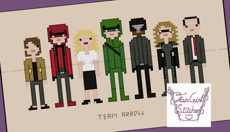 team arrow themed cross stitch pdf pattern instant genx size chart