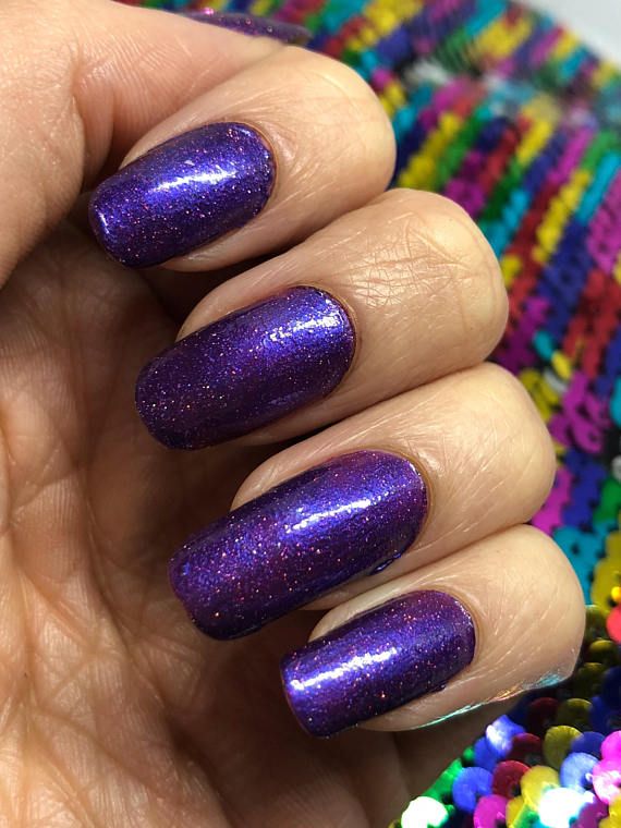 Purple Nebula Shimmer And Glitter Nail Polish Vegan Cruelty Purple Nebula Is A Colored Nail Polish With Silver Holographic Glitter Https
