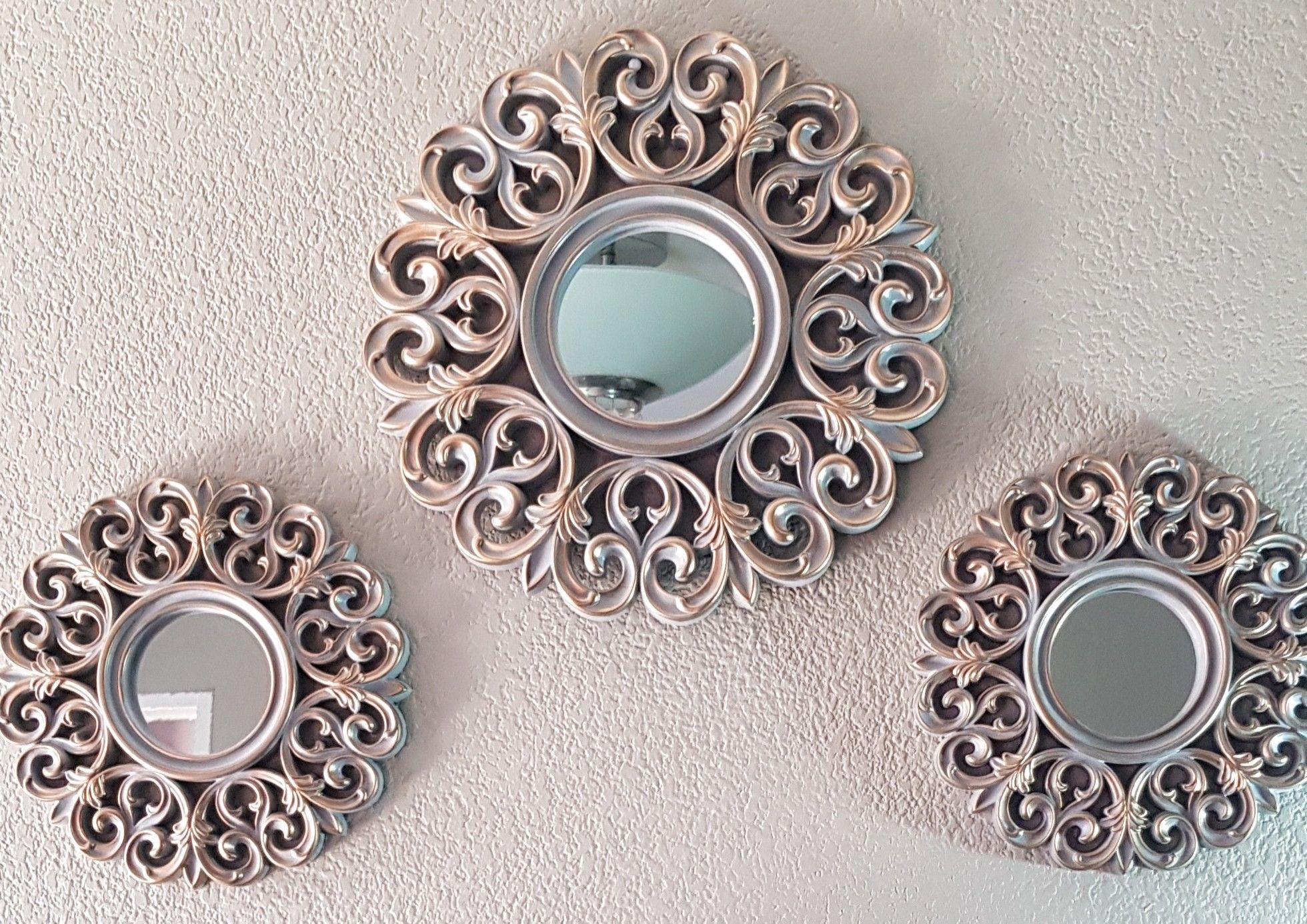 These stunning mirrors come as a set and are made of very hard plastic for the frame , they are exclusive to our store. Grey And Gold, Phone Ring, Mirrors, Ornate, Exclusive, Plastic, Stunning, Store, Rings