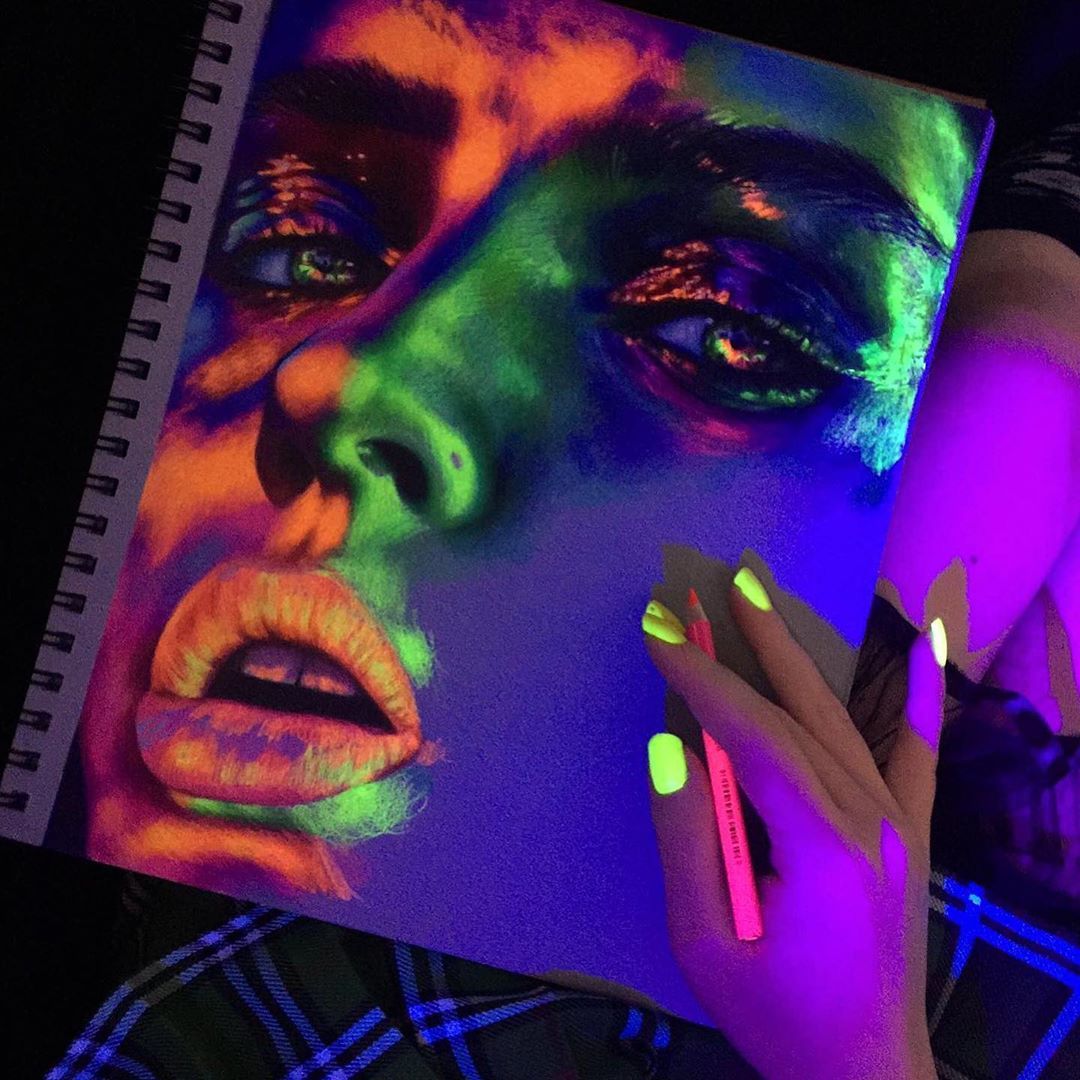 Neon Colored Pencil Drawing