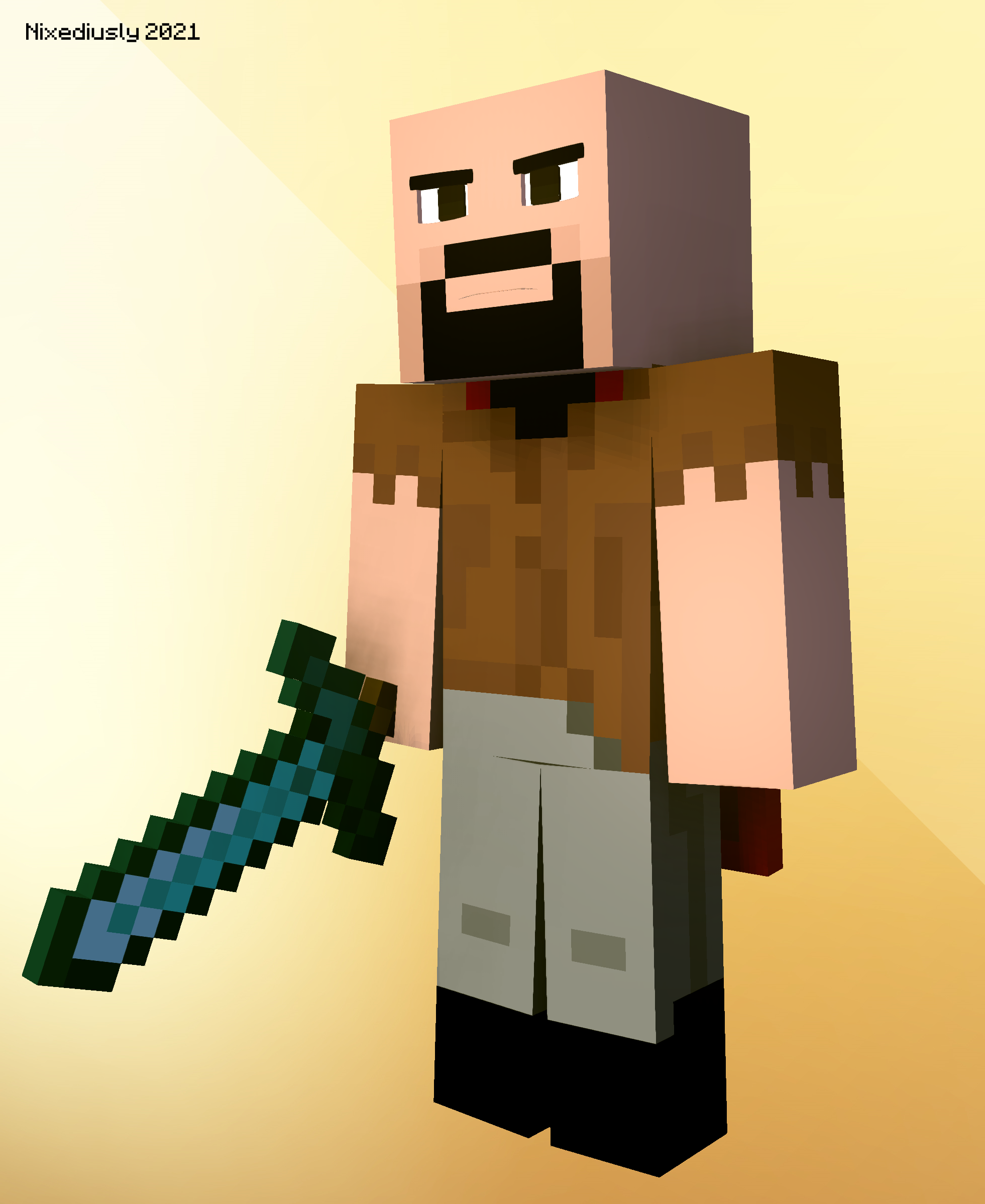 Notch render | Minecraft pictures, Minecraft notch, Anime