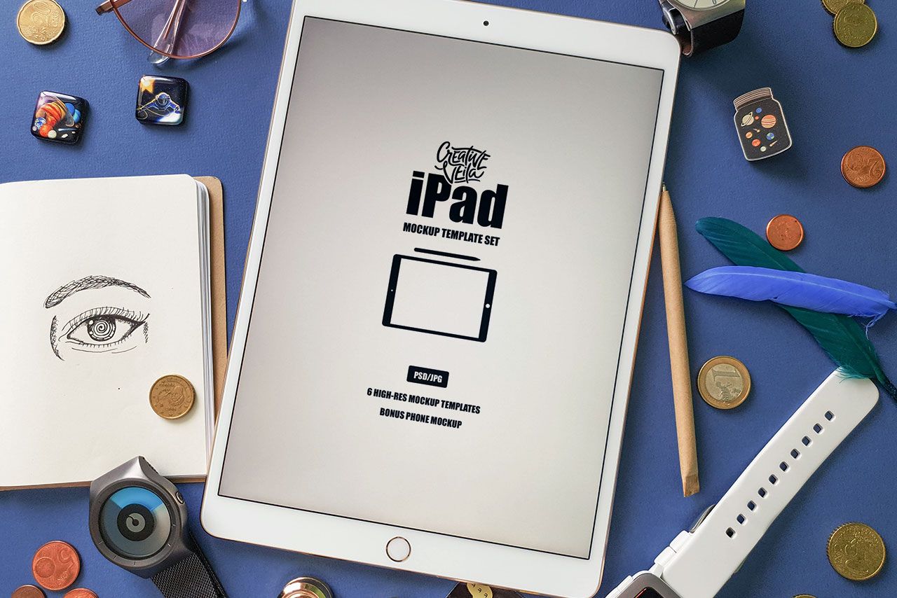 Creative Veila Download Free iPad Mockup Template Set in