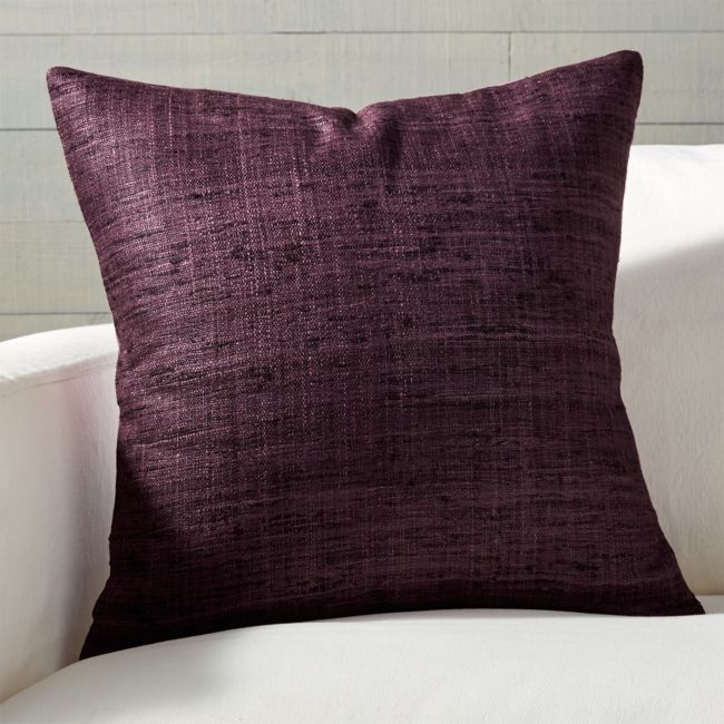 Trevino Wine Pillow with Down Plum Velvet Textured Throw Pillow Wine