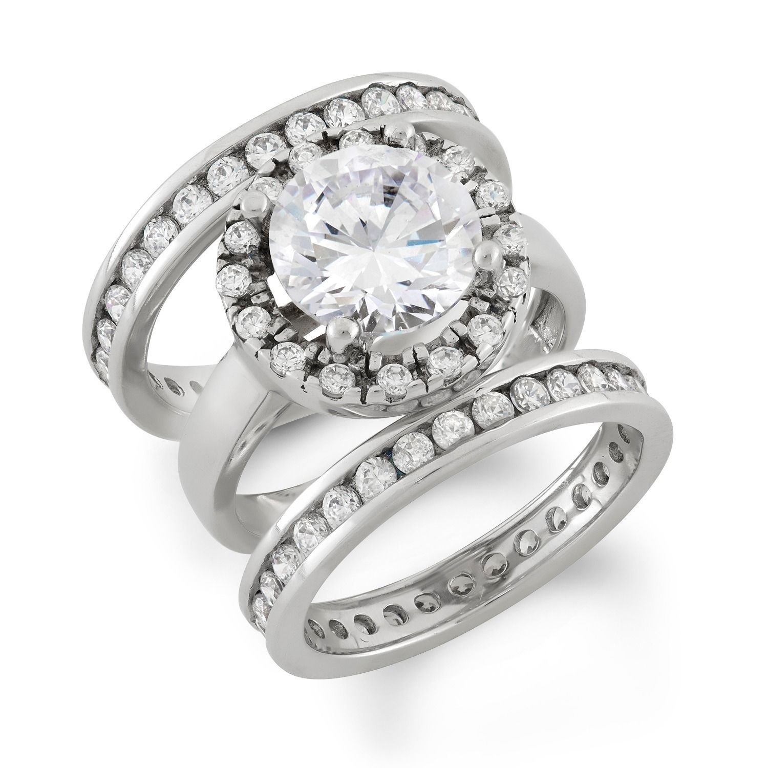 Gioelli Sterling Silver Cubic Zirconia Round Bridal Ring Set Rose Gioelli Sterling Silver Cubic Zirconia Round Bridal Ring Set Rose Goldplated Size 10 Women S Sets Rings And