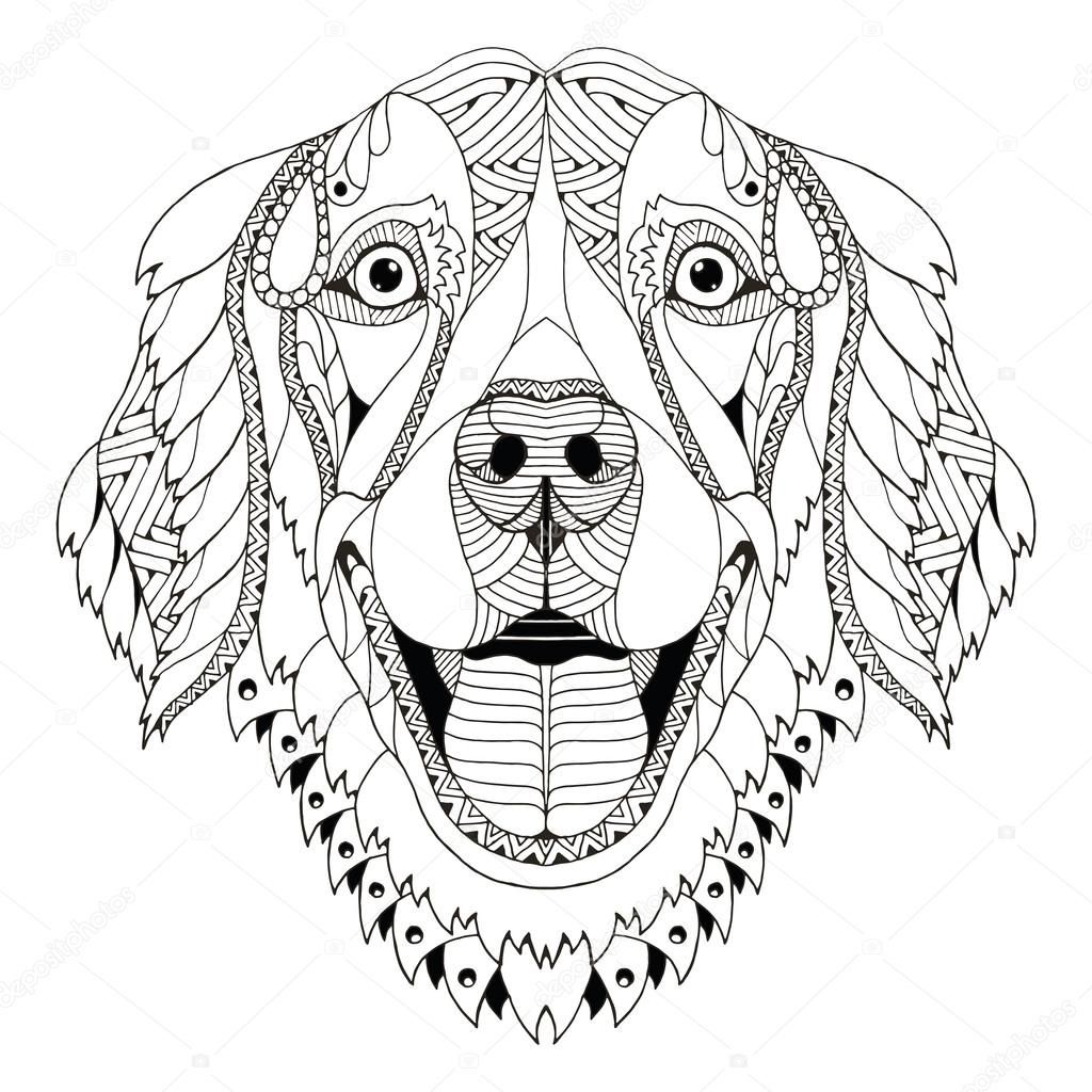Descargar Golden Retriever Dog Zentangle Stylized Head Freehand Descargar Golden Retriever Dog Zentangle Stylized Head Freehand