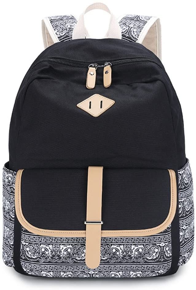 SQLP Schulrucksack Mädchen Teenager Schwarz Damen Canvas Schule Rucksack Jugendliche SQLP Schulrucksack Mädchen Teenager Schwarz Damen Canvas Schule Rucksack Jugendliche