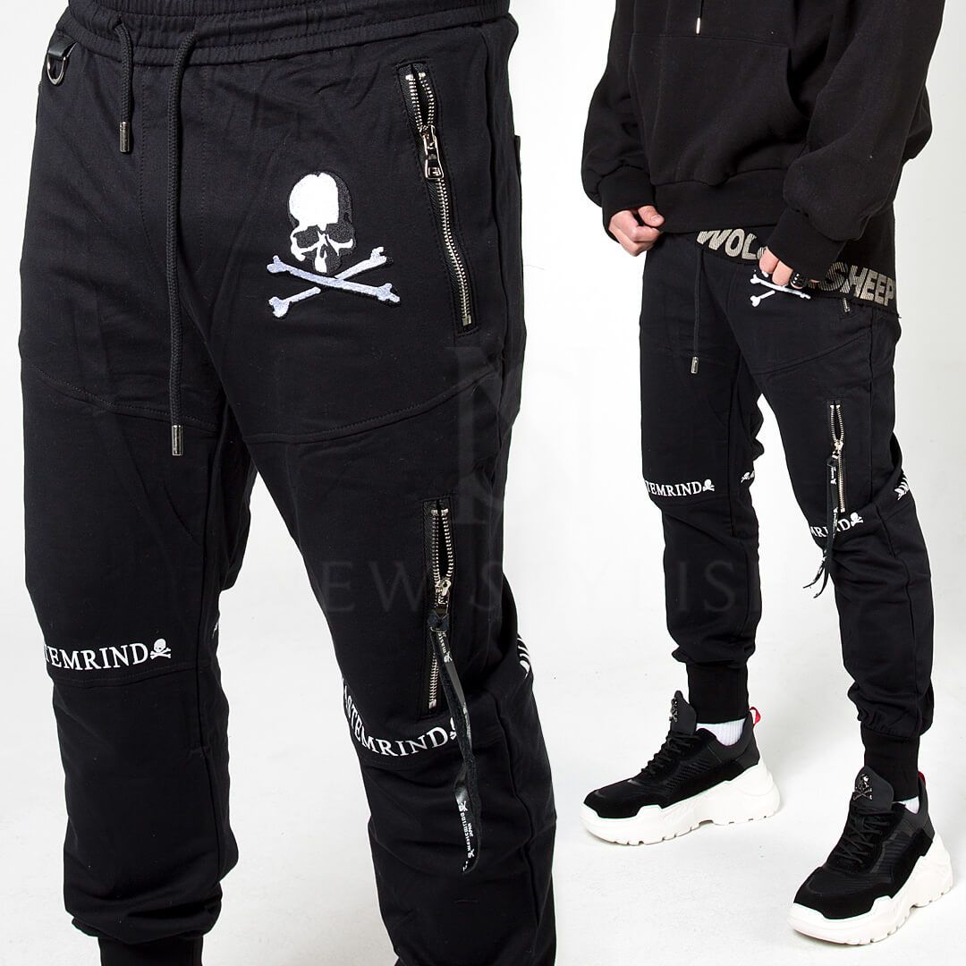 printed black jeans