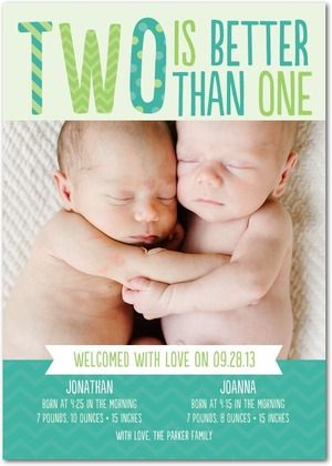 our new quot better than one quot twin birth announcement birth twin girl birth announcements