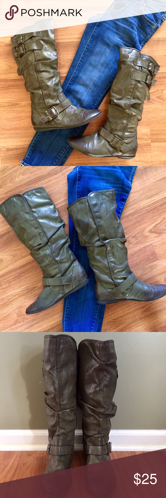 olive green and brown boots