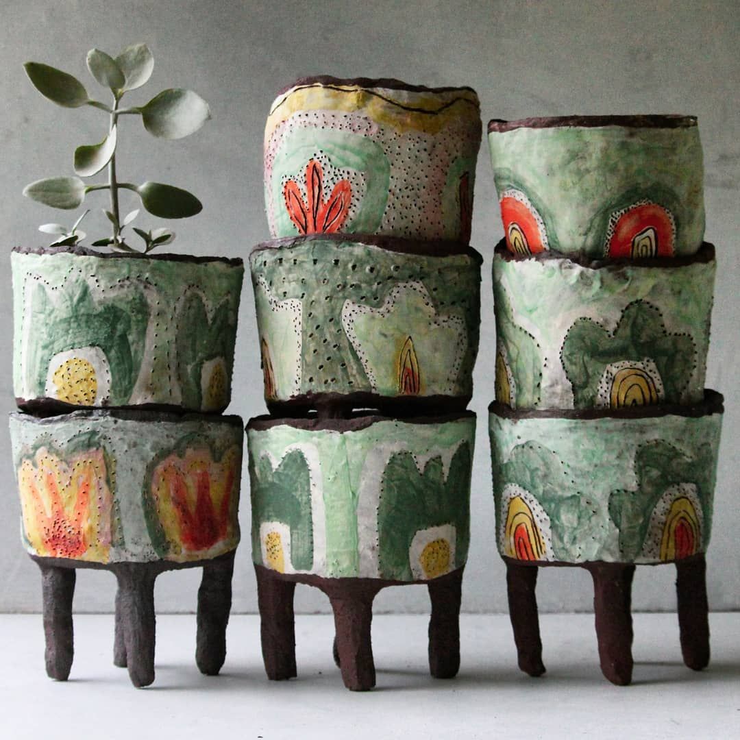 Earth Darlings ¦ Madeline King on Instagram: “A castle of pots. It reminded me tonight of the fantasy tooth fairy castle I tell my kids about. The fairies collect teeth to build Ivory…”