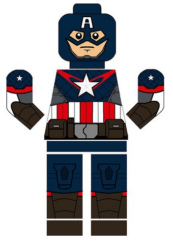 Lego Minifig Heads x 4 Dark Blue Captain America Heads