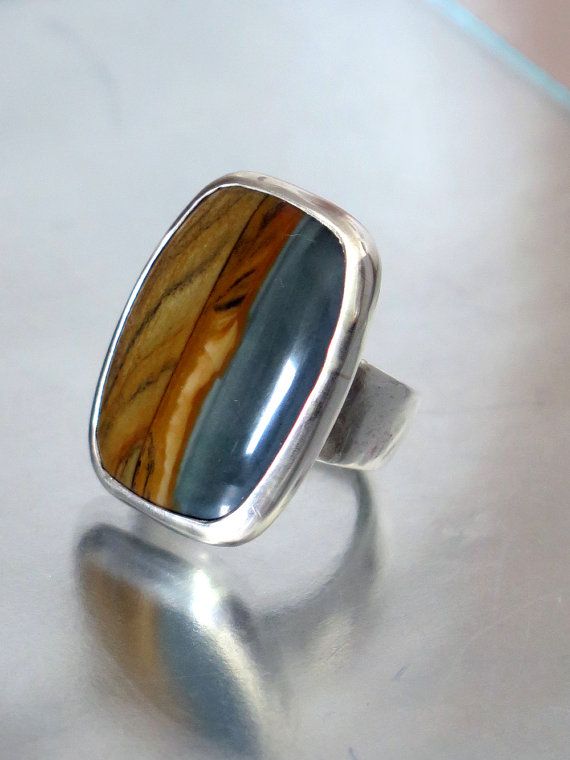 Sterling Silver ring Handmade ring Picture Jasper ring,Statement Ring US size-7.5 stone ring Picture ring,jewelry, R-492 Artisan Ring