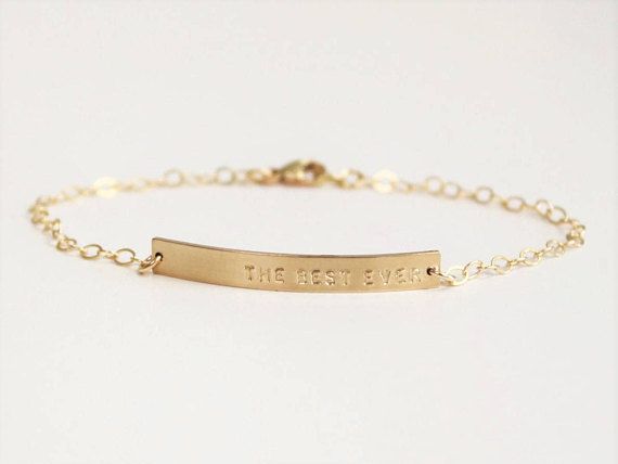 Dainty Gold Nameplate Bracelet Bar Personalized Dainty Gold Nameplate Bracelet Bar