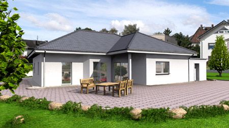 Ausgewogene 113 von ekodom Bungalow Walmdach Fachada