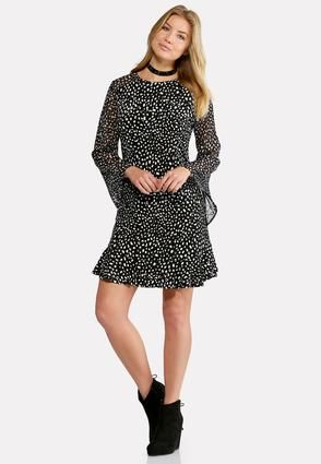 cato fashions plus size bell sleeve polka dot flounce dress catos fashion plus size
