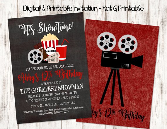 its showtime movie themed birthday party invitation birthday invitations movie theme