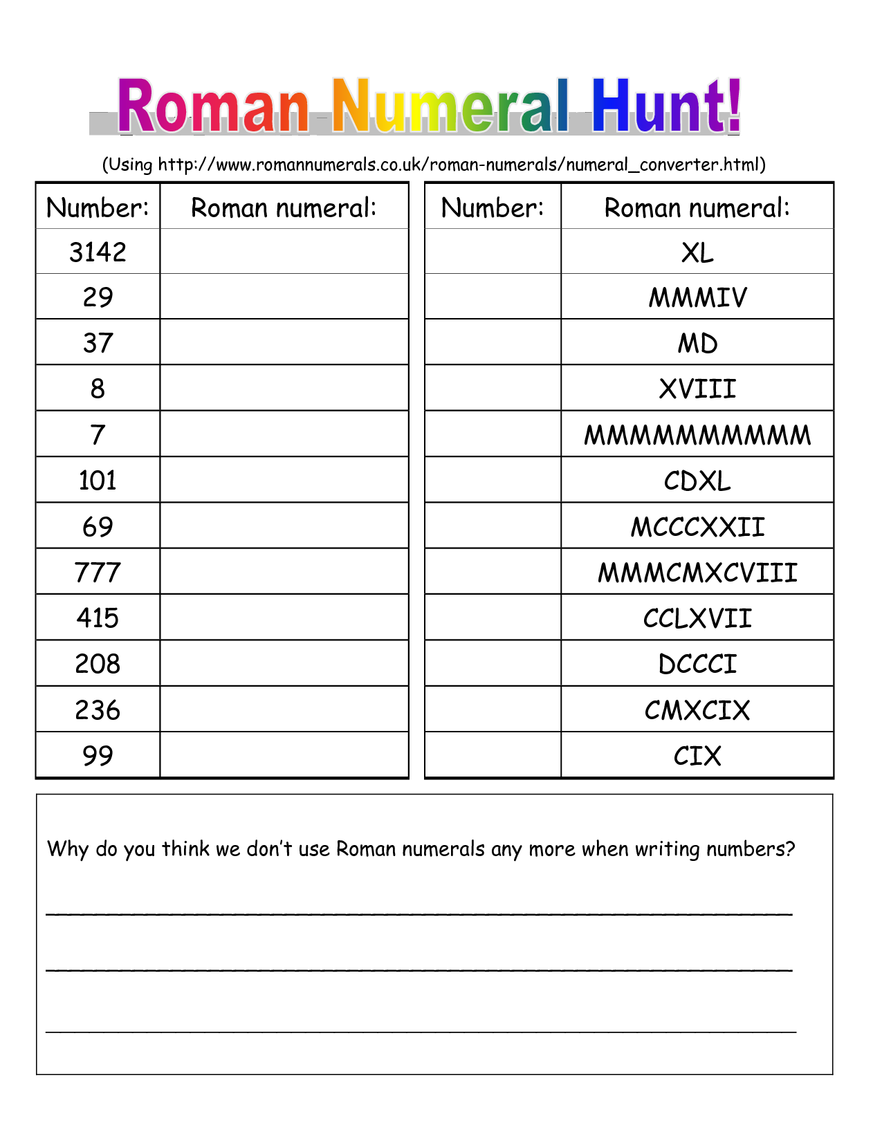 worksheet Ancient Rome Worksheets roman numerals worksheets hunt2 pub italy links to national