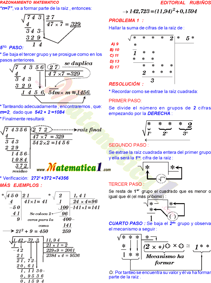 Cripto Aritmetica Con Raices Cuadradas Ejercicios Resueltos De Razonamiento Matematico Matematicas Material Didactico Para Matematicas Cursos De Matematicas