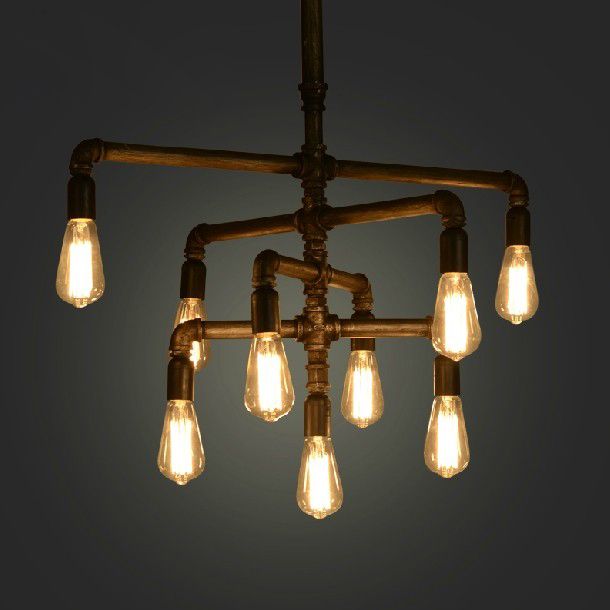 Retro American Industrial pipe pendant chandelier lights restaurant ... Retro American Industrial pipe pendant chandelier lights restaurant ...