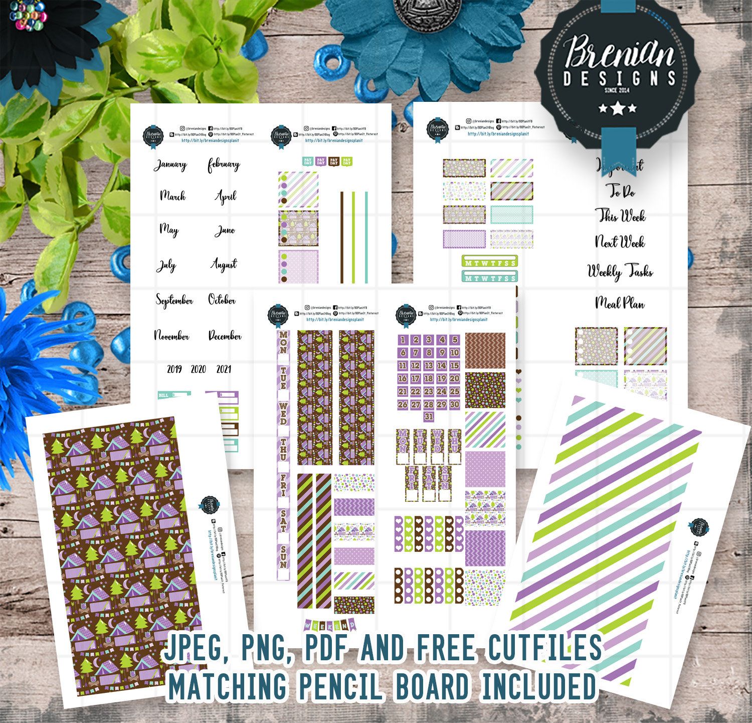 Purple Camping Hobonichi Weeks Planner Stickers Printable Free Matching Purple Camping Hobonichi Weeks Planner Stickers Printable Free Matching