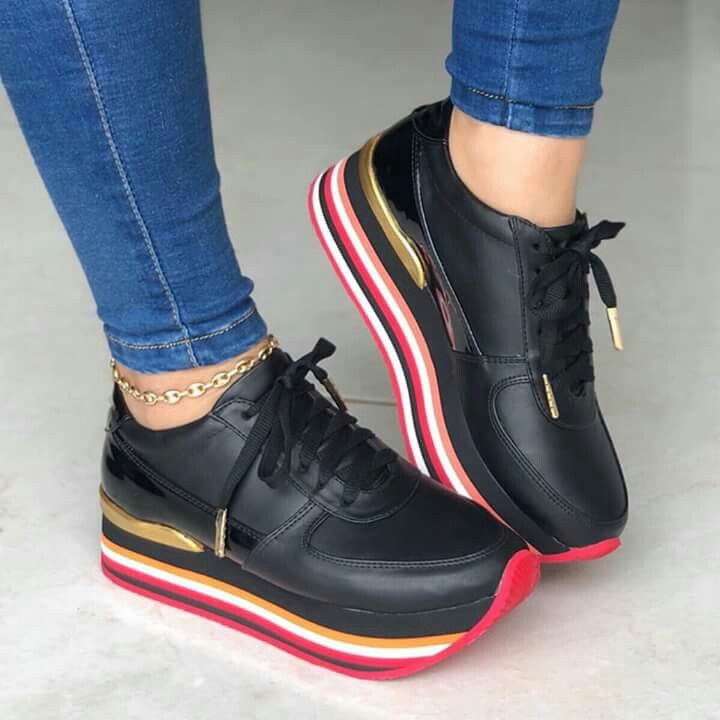 Plataforma De Mujer Zapatilla Deportiva Doble Piso Tenis Plataforma De Mujer Zapatilla Deportiva Doble Piso Tenis
