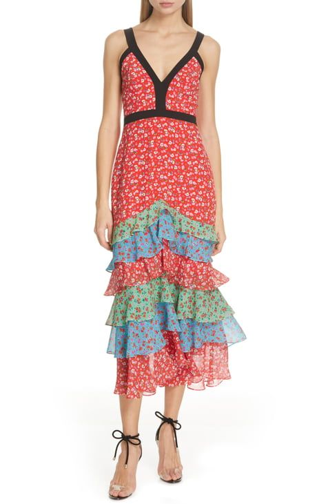 SALONI | Nordstrom | Silk midi dress, Silk sheath dress, Silk chiffon dress