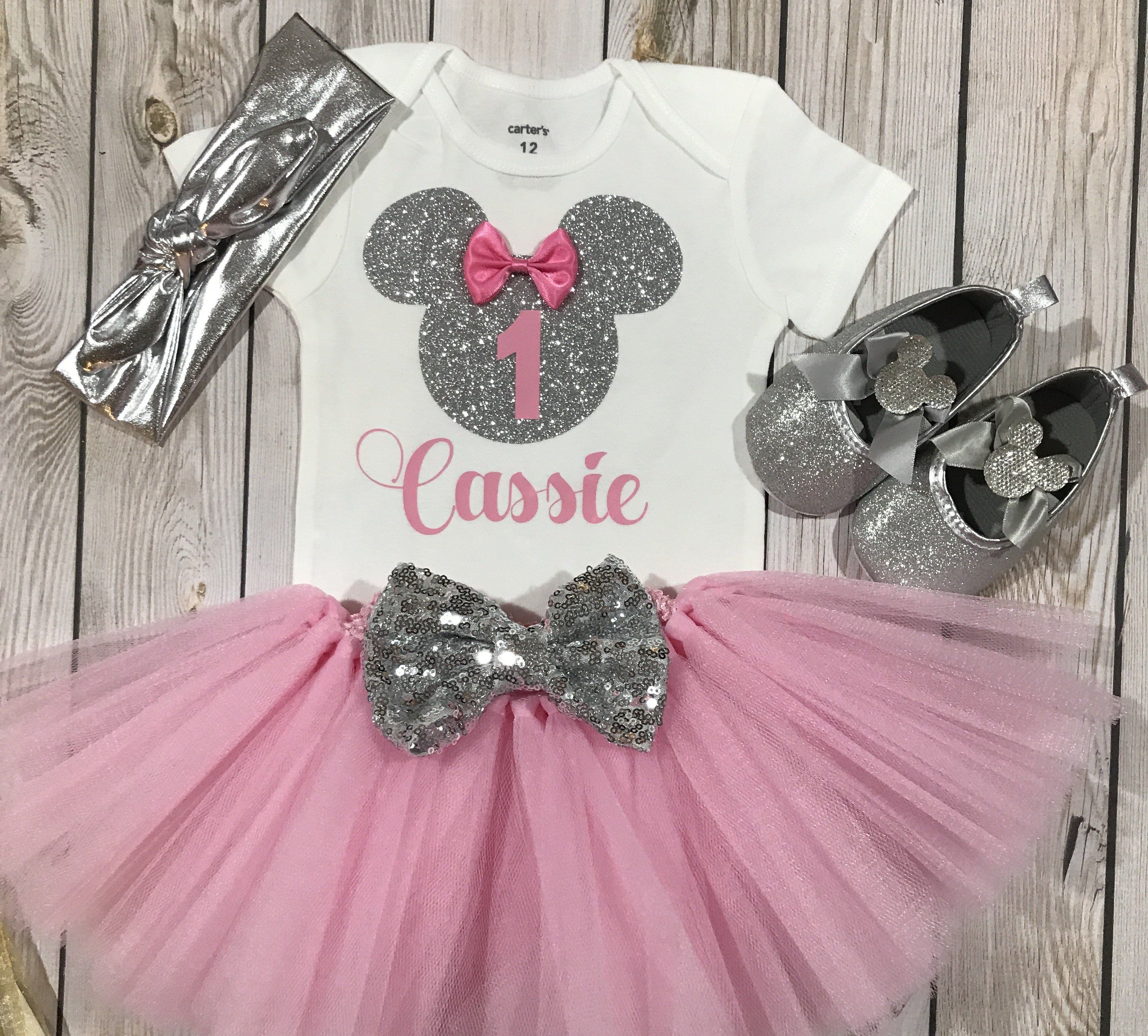 MINNIE MOUSE Dress **NAME** 2nd second 2 Birthday pink Tutu dress Fast Shipping