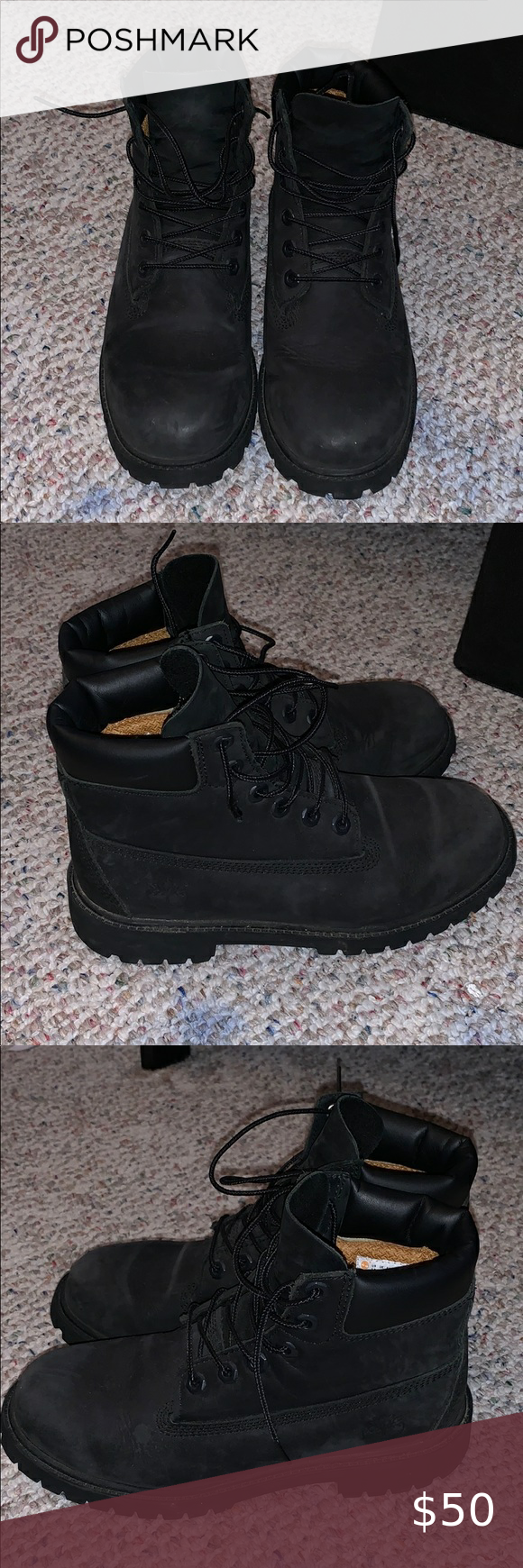 all black timberlands kids