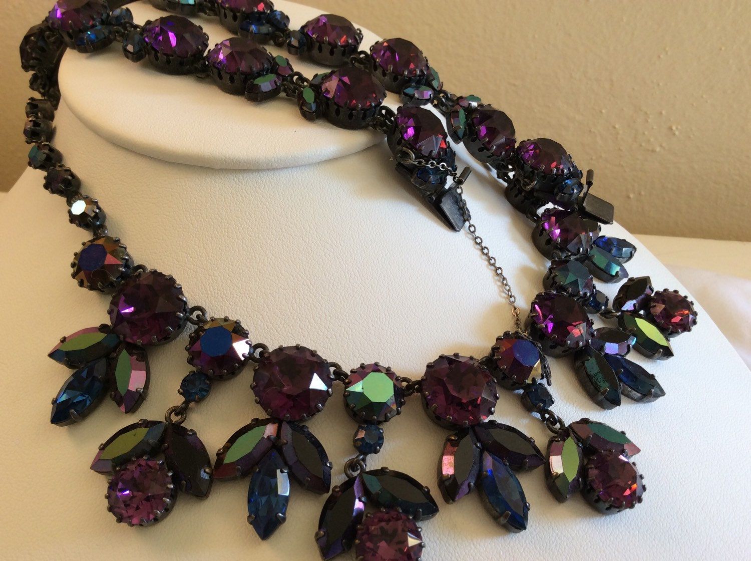 RARE Vintage Crystal Flower Necklace /& Earrings Set Made in Austria Demi Parure Lot of 2