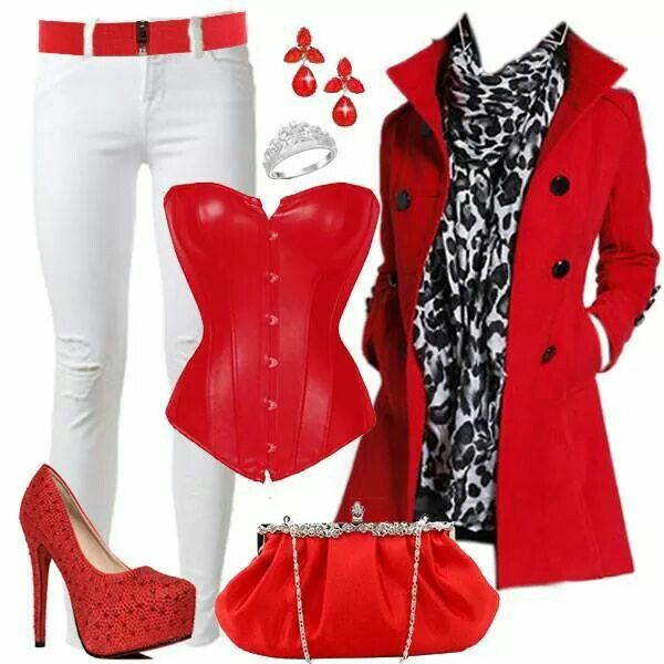 red black and white outfits