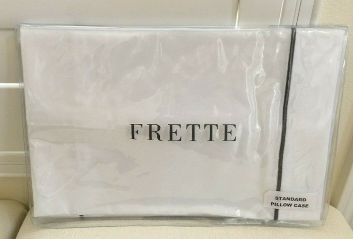 FRETTE 2x King Pillowcases ITALY WHITE 1Bourdon Embroider New