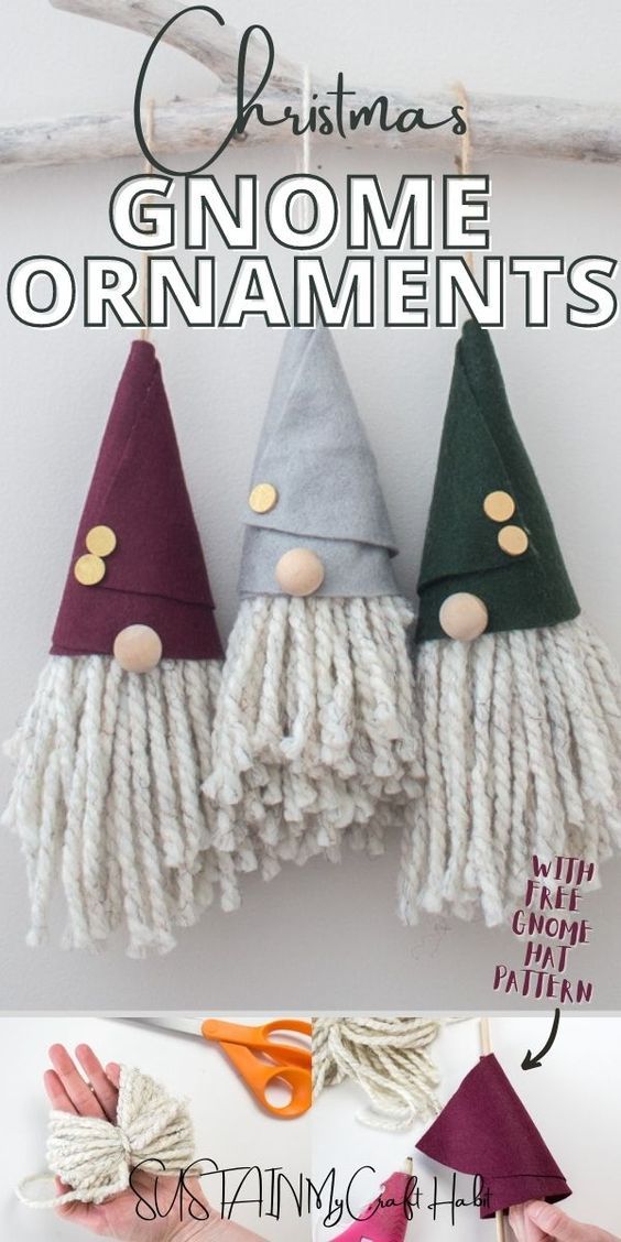 Handmade Christmas Crafts, Fabric Christmas Ornaments, Holiday Crafts Christmas, Christmas Ornaments Homemade, Noel Christmas, Gnome Ornaments, Christmas Ideas To Make, Diy Christmas Tree Decorations, Diy Christmas Gifts Sewing