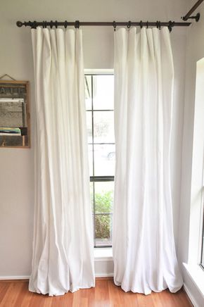 How to Make DIY No-Sew Bleached Drop Cloth Curtains without making your house smell like a pool. This method uses a bleach solution and a vinegar solution outside! You will finish bleaching your drop cloths in the washing machine for a gorgeous, soft, textured Farmhouse or cottage style look. It will instantly make your home decor light and bright. - Our Handcrafted Life Home Decor Lights, Easy Home Decor, Home Decor Tips, Home Diy, Decor Ideas, Decorating Ideas, Room Lights, Diy Decor, Wall Decor