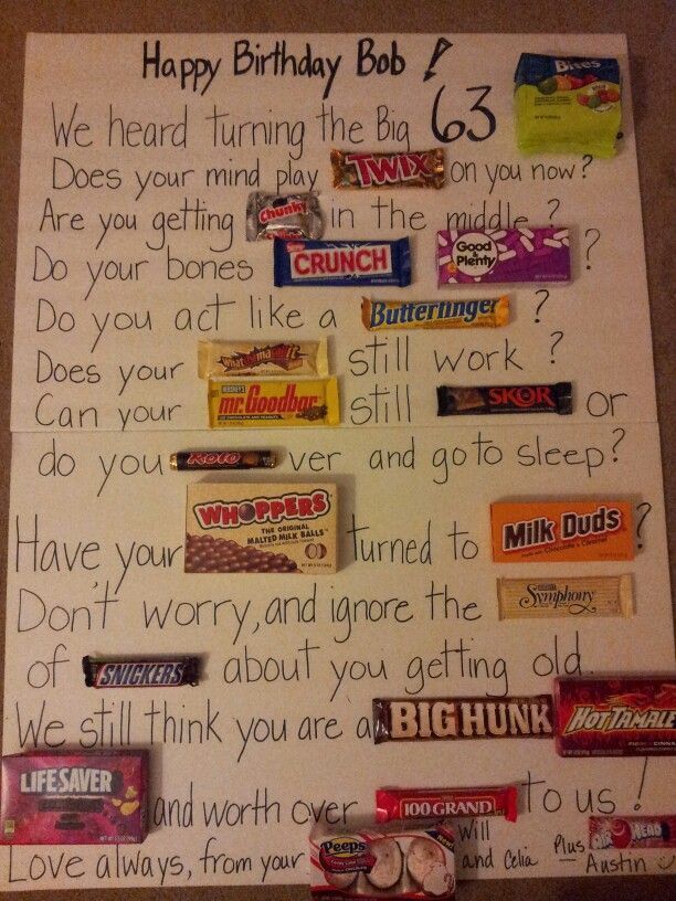 Pin By Heather Fields On Ideas Pinterest Birthday Birthdays And Father Birthday Gifts Candy 60th Party Pranks In