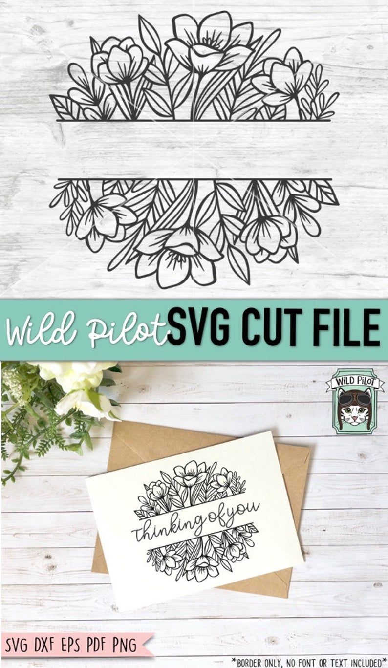 Flower Border SVG Flower Monogram Split Monogram Floral